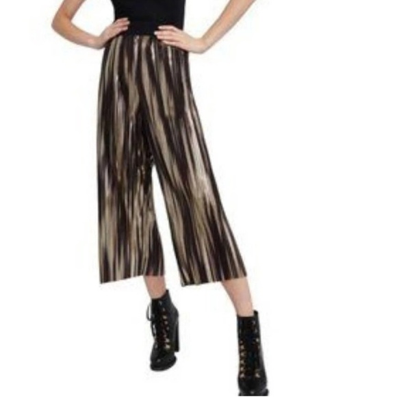Alice + Olivia NWOT Elba Cropped Wide Leg Pant Size XS in Brown and Gold - Picture 6 of 10